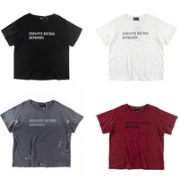 2025 TOP Ripped ENFANTS RICHES DEPRIMES E.R.D. T-shirts Round ONeck Cotton Arrival New Black red TEE Men Women ERD Short Sleeve