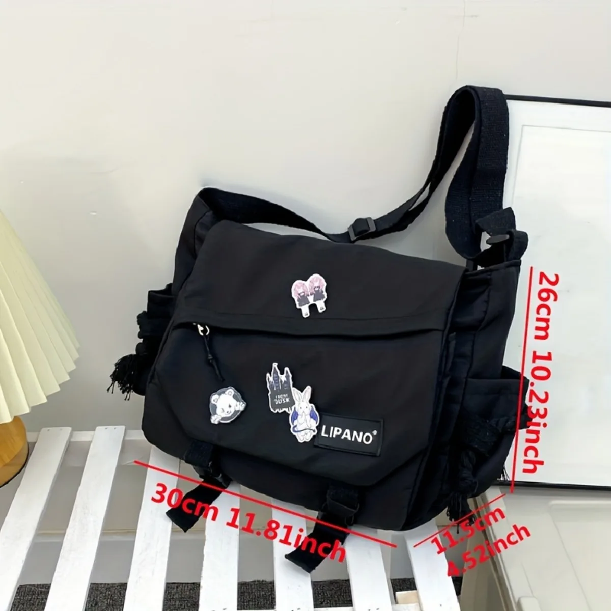 Kawaii Pins Decor Messenger Bag Release Buckle Decor Flap Crossbody Bag Large Capacity School Bag Crossbody Shoulder Bags