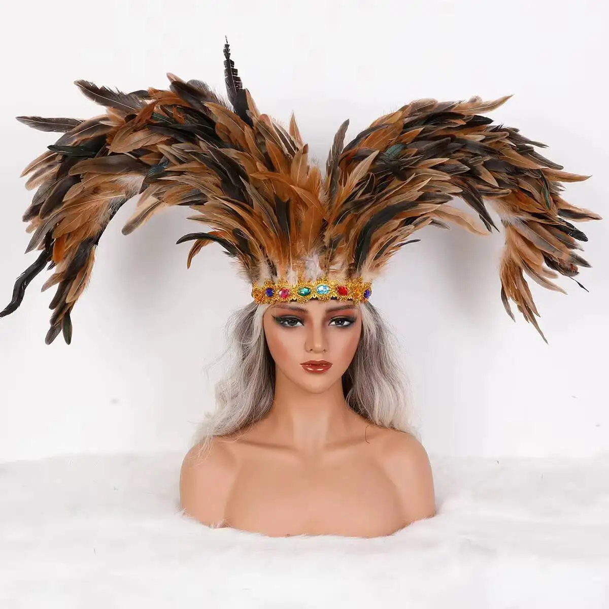 2026 New Feather Headwear Halloween Party Accessories Easter Crown Headband Carnival Costume Party Props and Accessories view 4