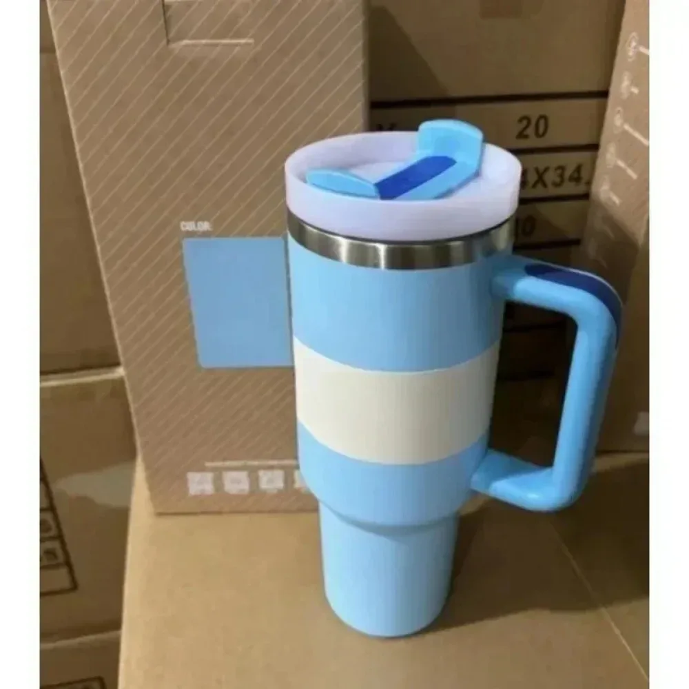 Thermal Coffee Stitch Cup with Straw Stainless Steel Vacuum Insulated Tumbler 40oz Thermal Iced Travel Cup for Outdoor