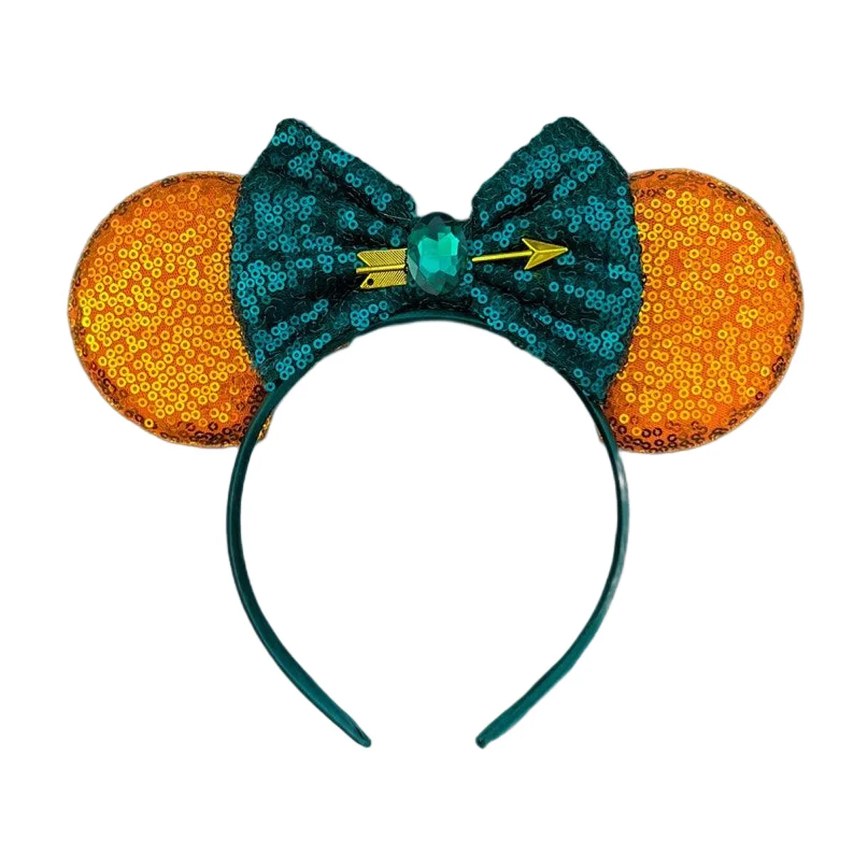 Pixar Brave Ears Headbands for Women Disney Mickey Mouse Hair Accessories Girl Green Sequins Bow and Arrow Hairband Kids Gift