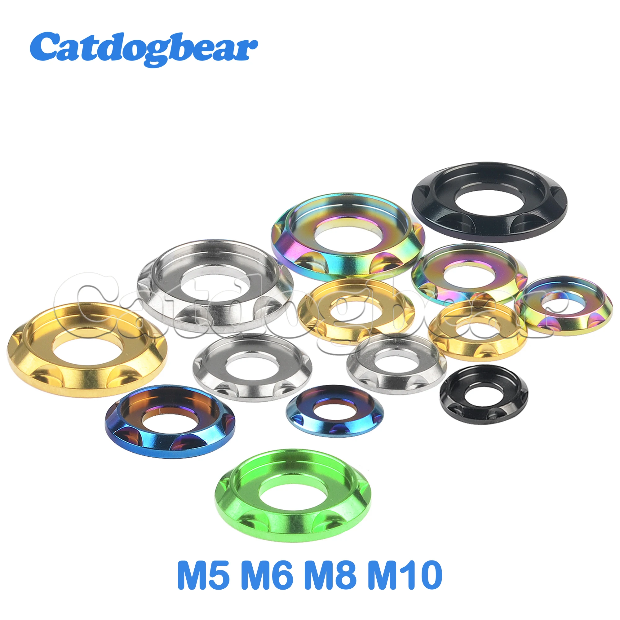 Catdogbear 10 Stück Titan-Unterlegscheiben M5/M6/M8/M10 Stufendichtung für Motorräder
