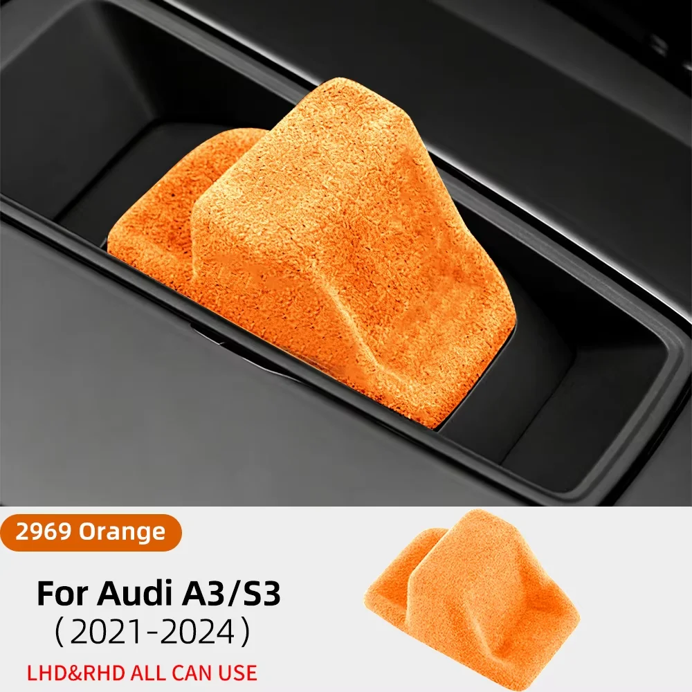 For Audi A3 S3 2021 2022 2023 2024 Car Center Console Car Gear Shift Head Interior Italian Top Suede Trim Cover Accessories