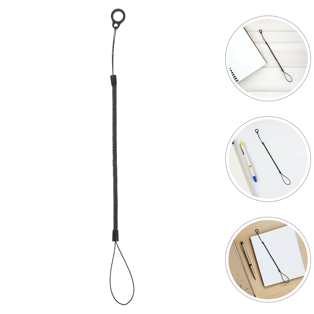 

6Pcs Stylus Pen Lanyard Black Coiled Spring Elastic Tether Strap Anti Lost Safety Rope for Tablets Phones School
