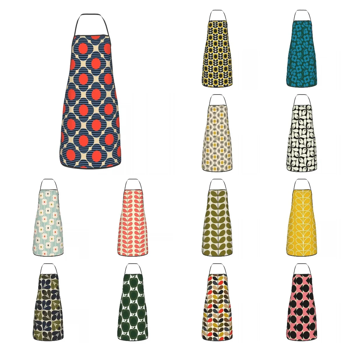 Flower Stem Orla Kiely Pattern Apron for Women Men Unisex Bib Scandinavian Floral Kitchen Cooking Tablier Cuisine Chef Baking