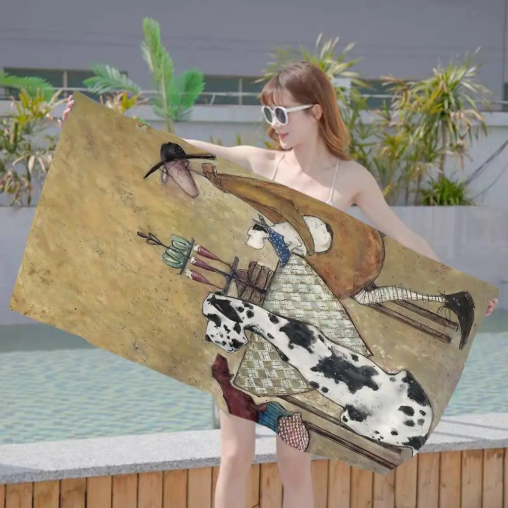 سام توفت الفن مجردة المشهد الحب الكلاب كبيرة ستوكات مناشف الشاطئ سريعة الجافة الرمال مناشف الشاطئ بركة للسفر حمام سباحة اليوغا #2