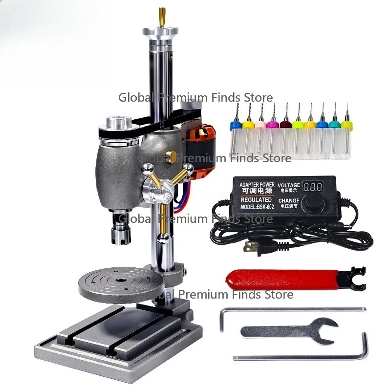 

High-precision Mini Bench Drill with Brushless Motor Metal Precision Watch Punching Machine Drill Broken Head ER11 Chuck Tool