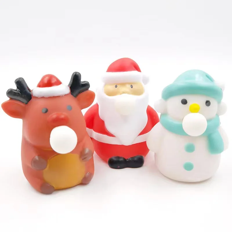 New Christmas Squeeze Toys Extrusion Blowing Bubble Pinch Toy Kids Stress Relief Fidget Toy Santa Claus Elk Snowman Pinching Toy