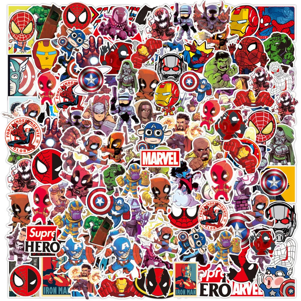 

10/30/50/100pcs Cartoon Disney Marvel Stickers Cool The Avengers Waterproof Sticker Skateboard Car Guitar Laptop Stikers Kid Toy