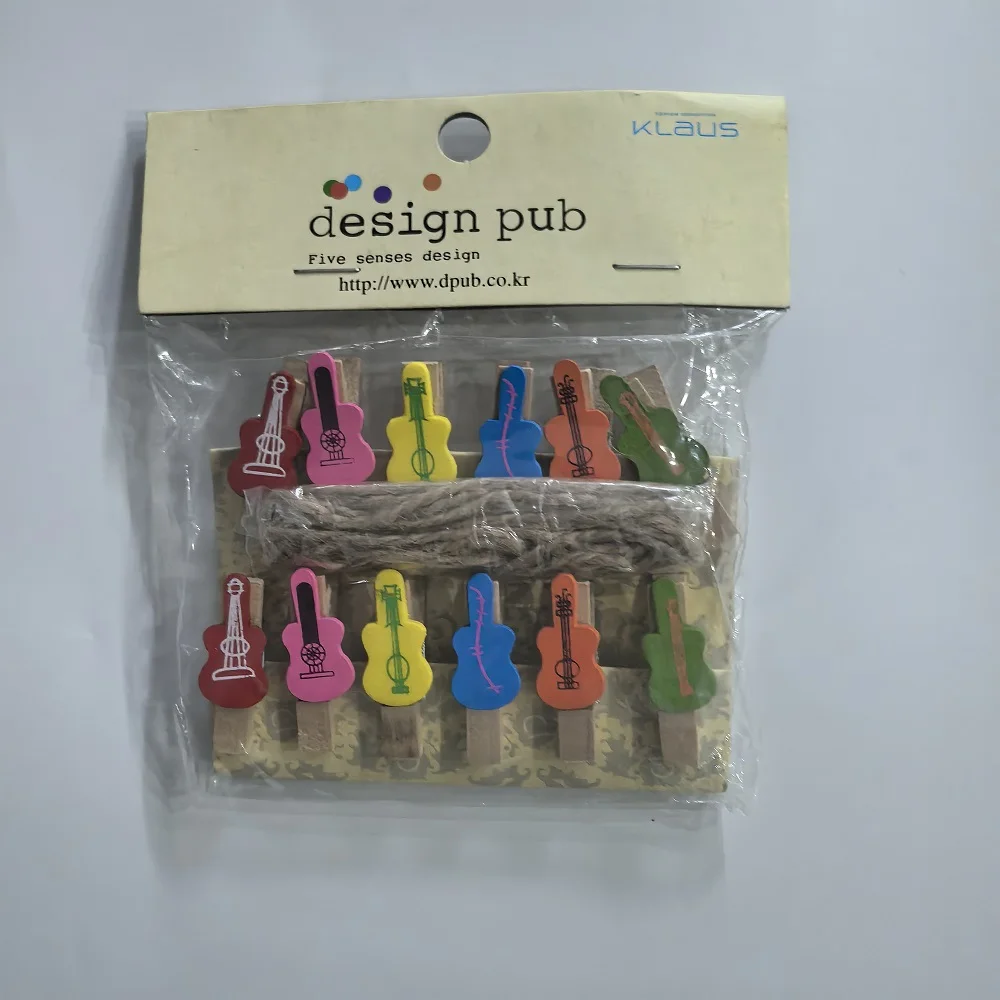10 Pcs/Lot Creative Cartoon Animal Wooden Clip With Hemp Rope Photo Paper Clothespin Craft Clips Party Decoration Clip