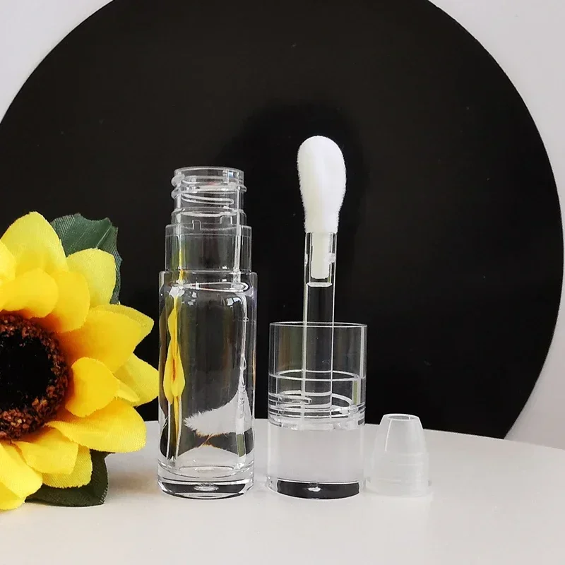 5.5ml Lipgloss Tubes Empty Big Brush PET Rod Round Cosmetic Tube Clear Lip Balm Bottle Refillable Gloss Containers Packing