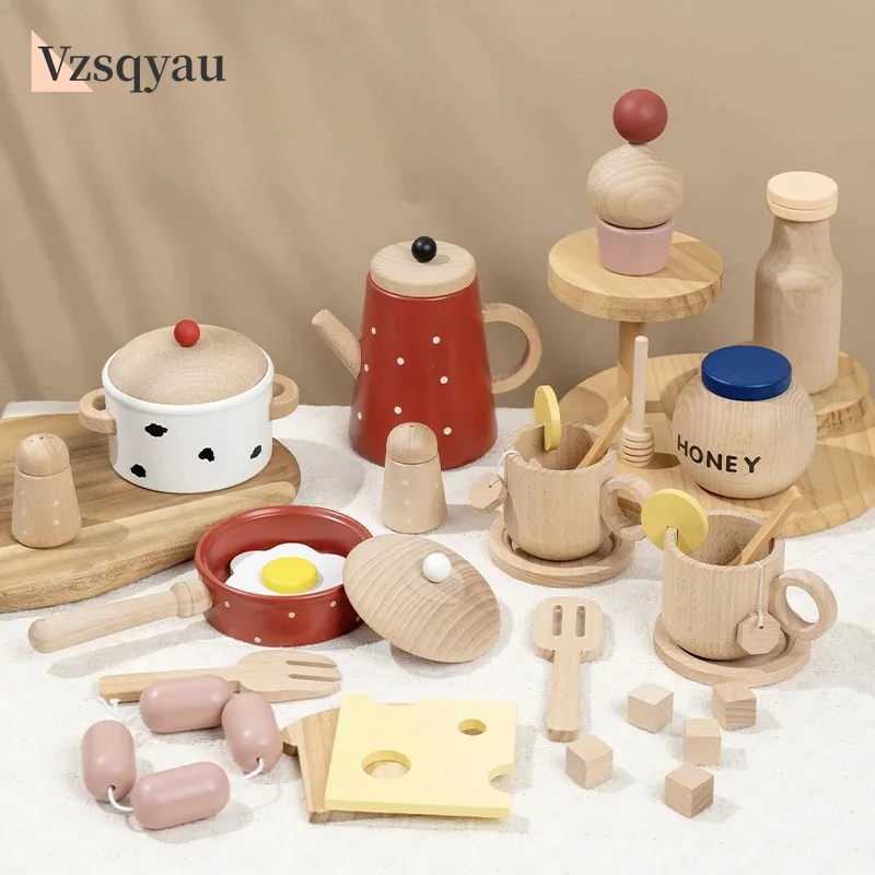 Montessori Kinderspeelhuis Keukenset Speelgoed Educatief Simulatie voor kinderen Houten speelgoed Groentepot Model Fantasiespeelgoed