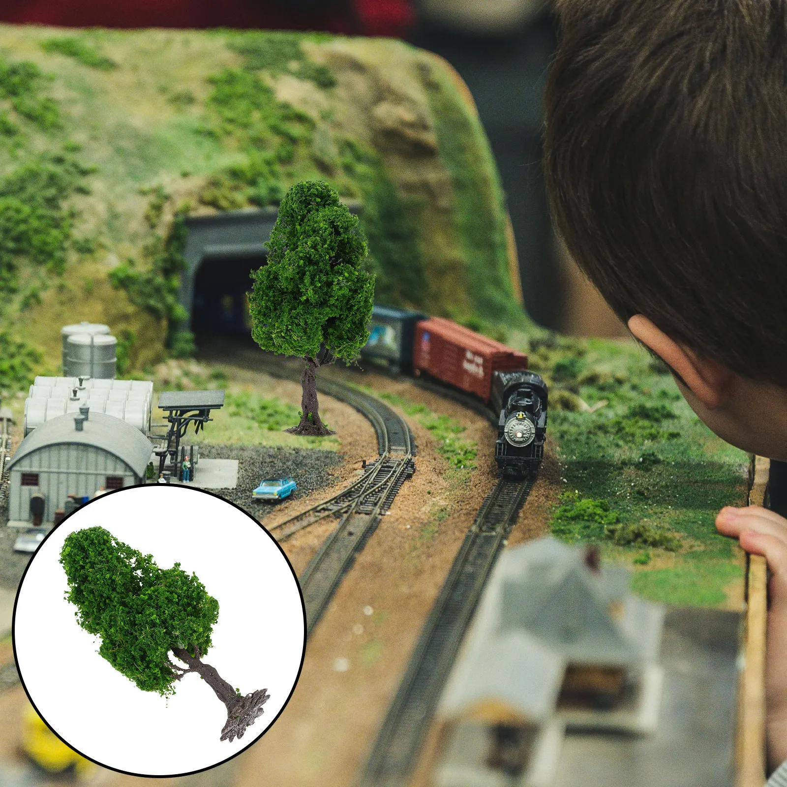 Miniature Landscape Tree Scenery Realistic Small Green Tree Prop for Train Railway Diorama Sand Table Decoration Micro Landscape