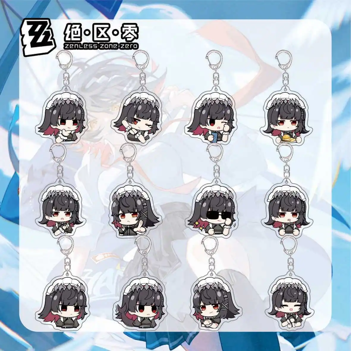 Anime Zenless Zone Zero Ellen Joe Shark Girl Countenance Pendant  Acrylic Keychain Keyring Backpack Decorative Gift