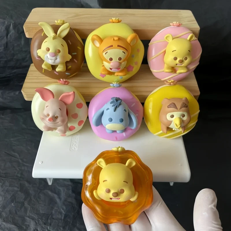 Miniso Animation Disney Pooh Bear Donut Theme Series Blind Box Girls Cute Desktop Figure Ornaments Decorative Blind Box Toy Gift