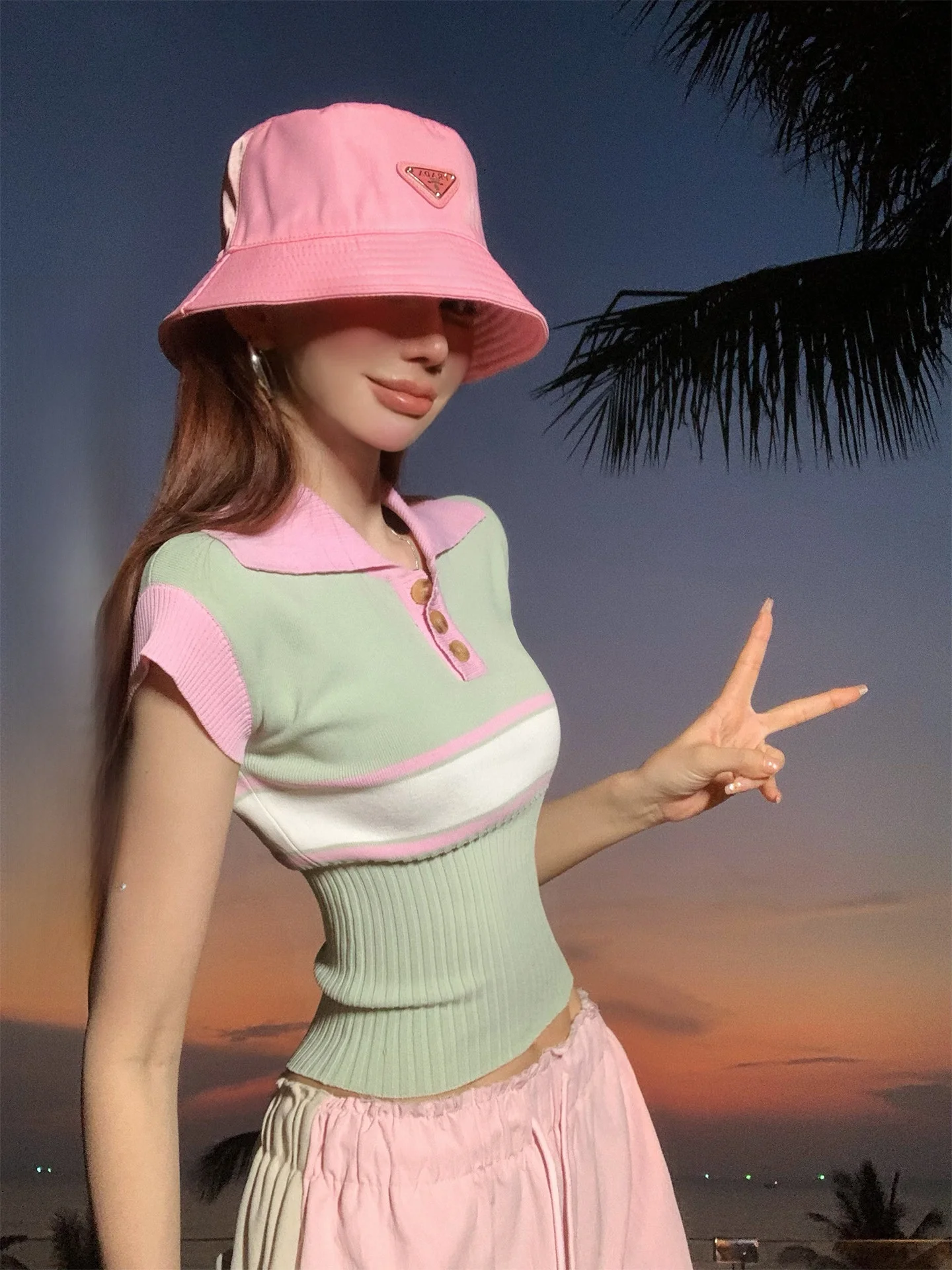 

Женская трикотажная футболка Lililiwj в романтическом стиле с коротким рукавом, мятного цвета, летняя, модная, новинка, приталенная, стильная