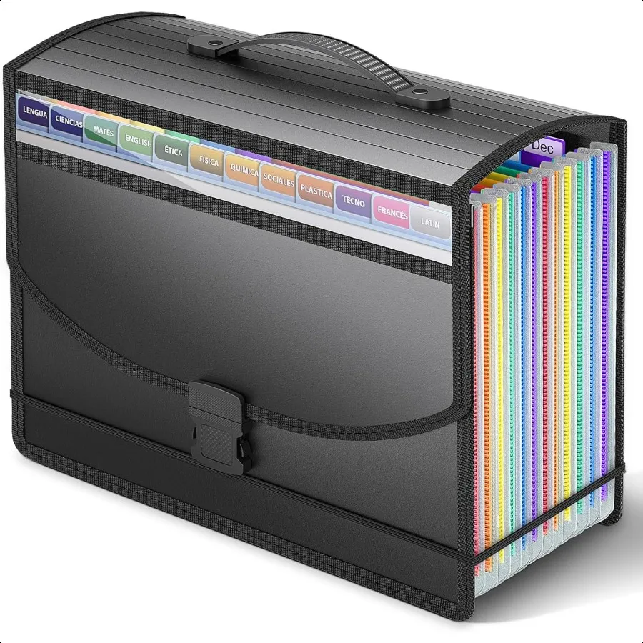 

Accordion File Organizer with Handle13 Pockets Expanding File Folder for Paper Document Bill Portable Filing Box Visible Window