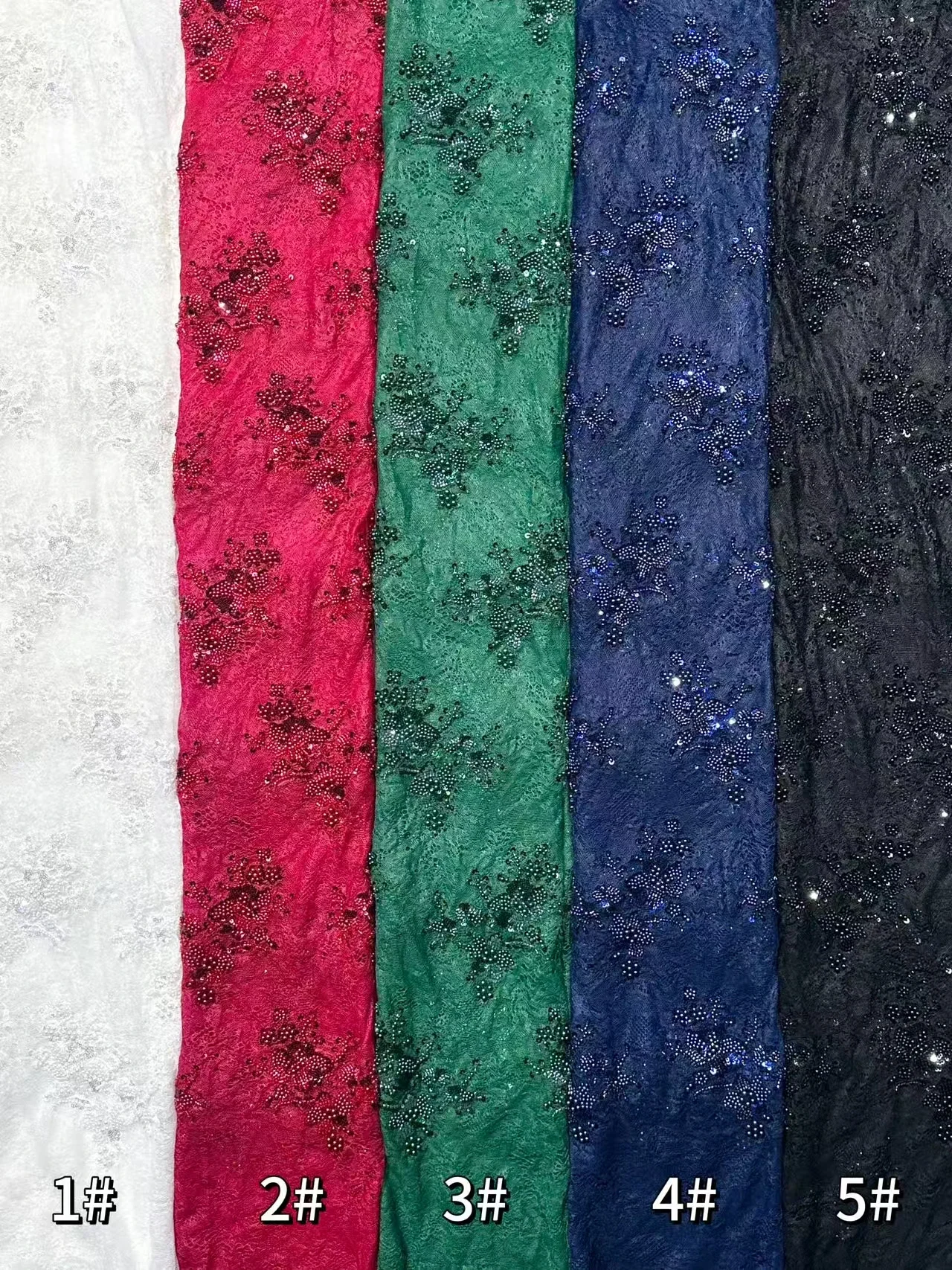 Luxury Dignified New Fashion Design Fabric Handmade Embroidery Net Chantilly Beads Lace for Making Women Wedding  Dress TP1583