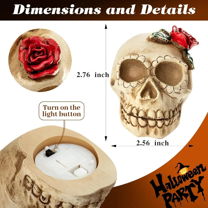 جديد هالوين مضيئة جمجمة من الراتنج مصباح ليد الجمجمة زي الدعائم هالوين الحدث الديكور جو أضواء الديكور