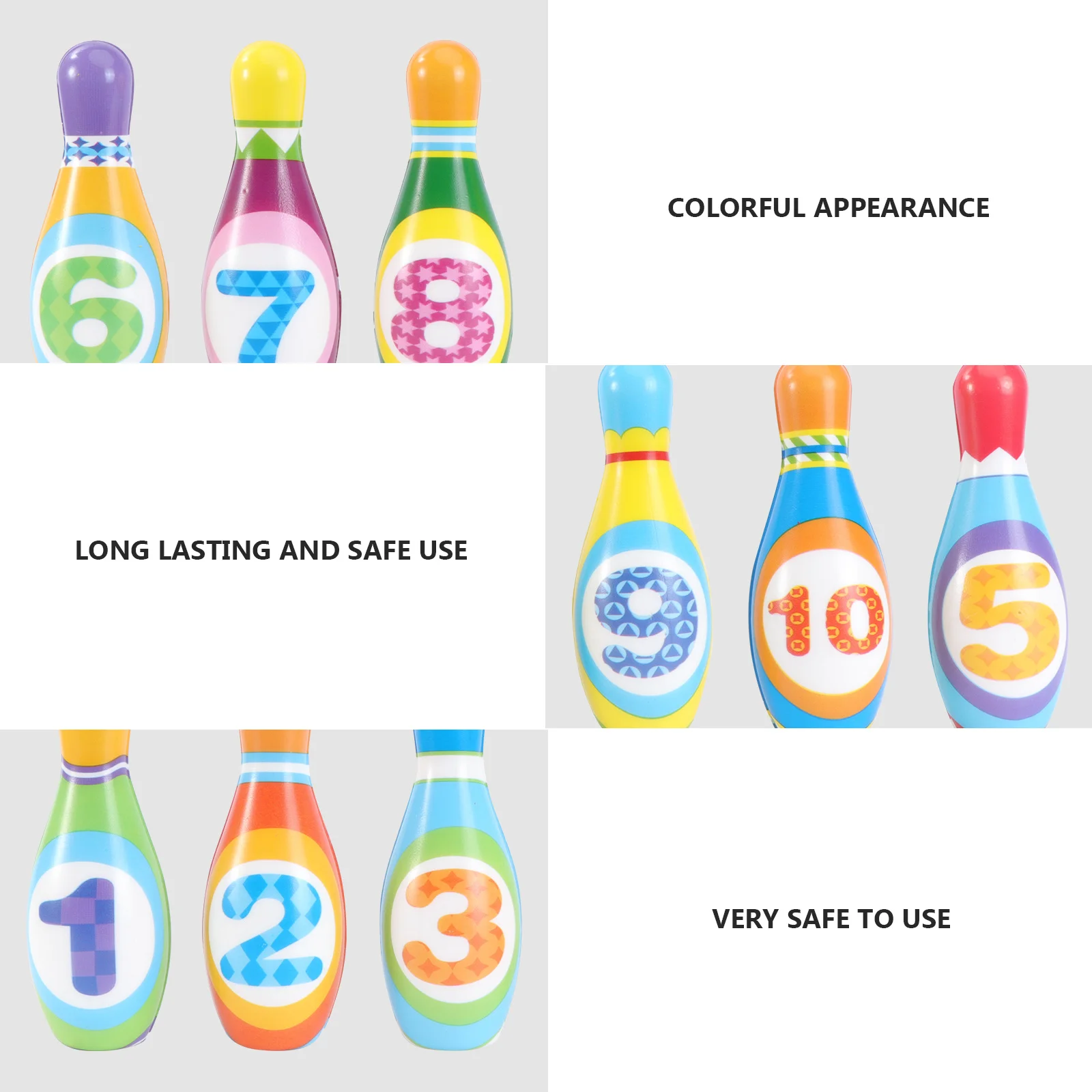 Durable Bowling Set Colorful Design Educational Game for Intelligence Development Family Activity