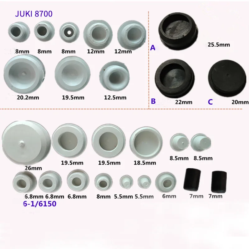 White and Black Rubber Hole Plug Leather Rubber Plug Beside Winder Rubber Plug for Juki 8700 Typical 6-1 6150 Synchronous Sewing