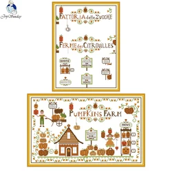 Joy Sunday Cross Stitch Embroidery Kits 14CT 11CT Cotton Thread Pumpkin Farm Painting Needlework DMC Set Counted Printed Canvas