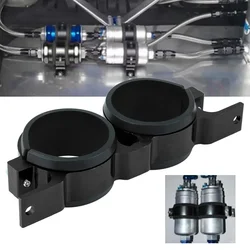 Aluminum Alloy 60mm Car Fuel Pump Mounting Bracket Dual Filter Clamp Cradle Black