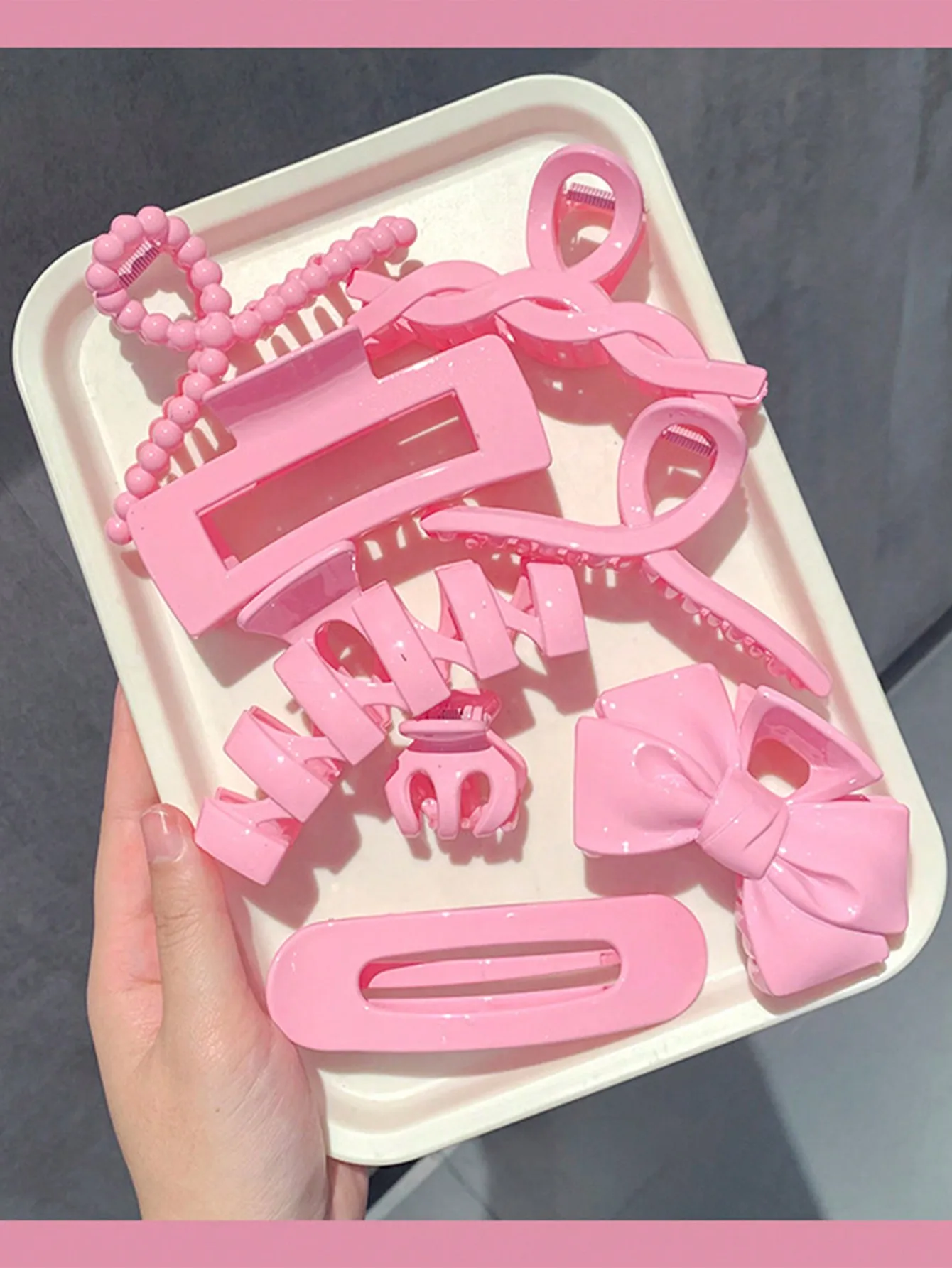 8 Hair Claw Clip Set Multiple Styles Matte Glitter Hair Claws Barrettes Bow Hair Accessories For Women Girls Daily Hair Styling