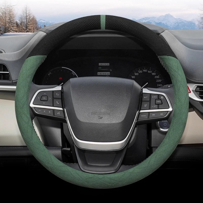 

For Toyota Highlander SIENNA Granvia Suede Steering Wheel Cover Wrap Non-Slip Four Season Universal Car Interior Accessories