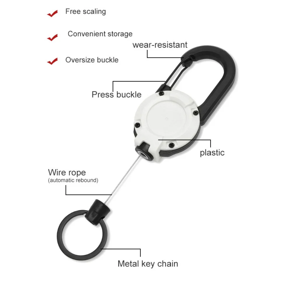 Retractable Wire Rope Antitheft Easy-to-pull Buckle Rope Elastic Keychain Sporty Retractable Key Ring Anti Lost