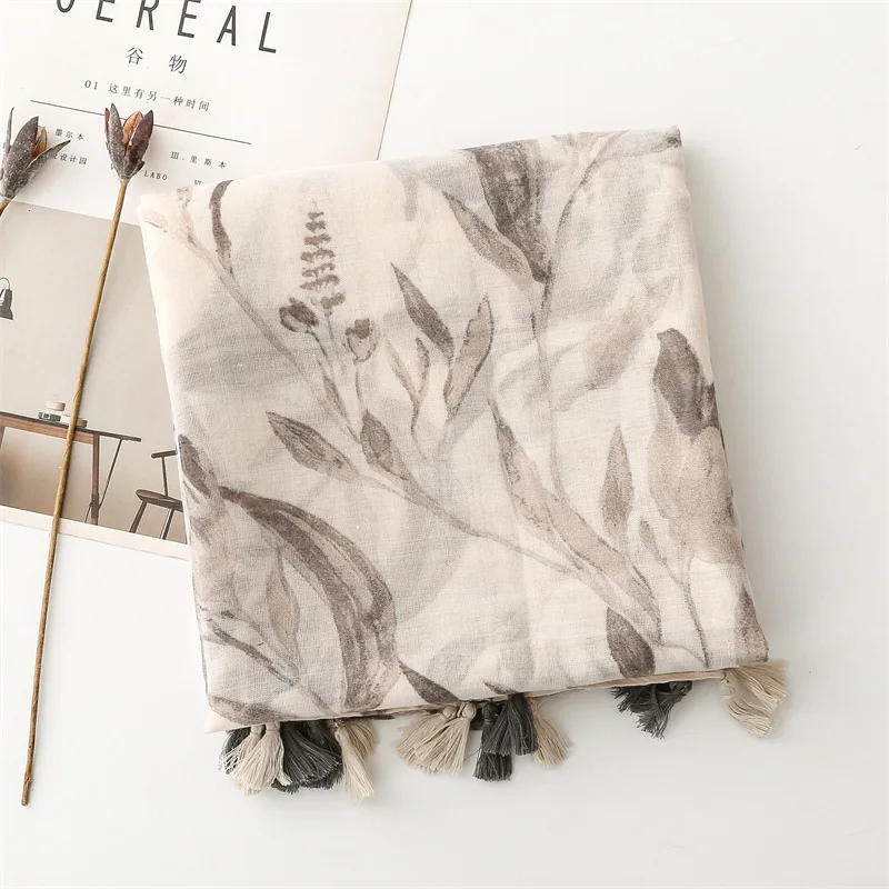 الفاخرة القطن الكتان الشعور المرأة فسكوزي وشاح الصيف شاطئ شال مصمم شرابة الباشمينا مسلم الحجاب التفاف سيدة