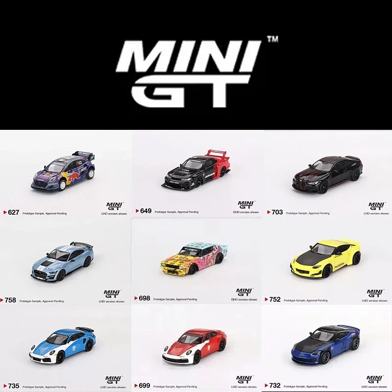 

MINIGT 1:64 992 GT3RS GTR R34 Kenmeri KUMA KPGC110 Performance Aventador White Pyro Red Accent Package Литая под давлением модель автомобиля игрушки