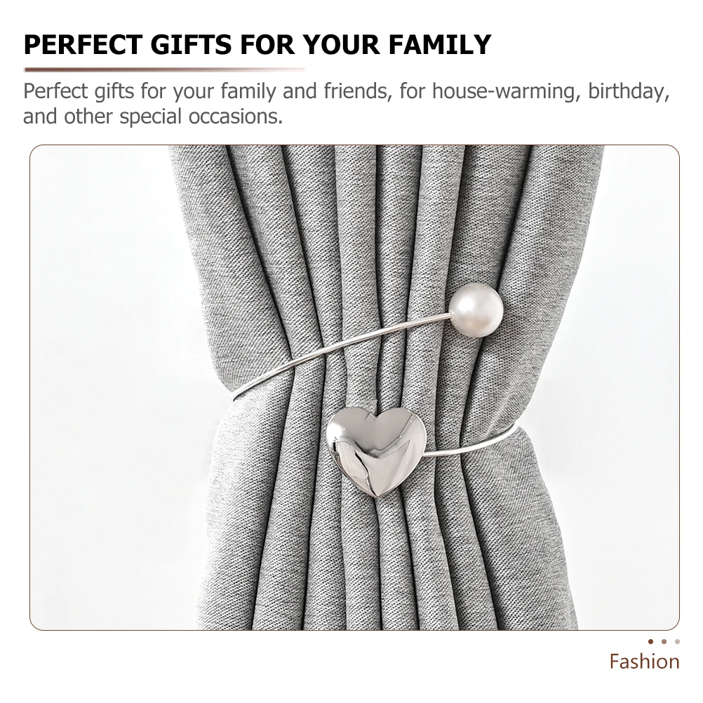 

2pcs Pearl Design Alloy Curtain Tiebacks Drape Holdback Buckle Easy No Drill Home Office Bedroom Window Curtain Holders Clips