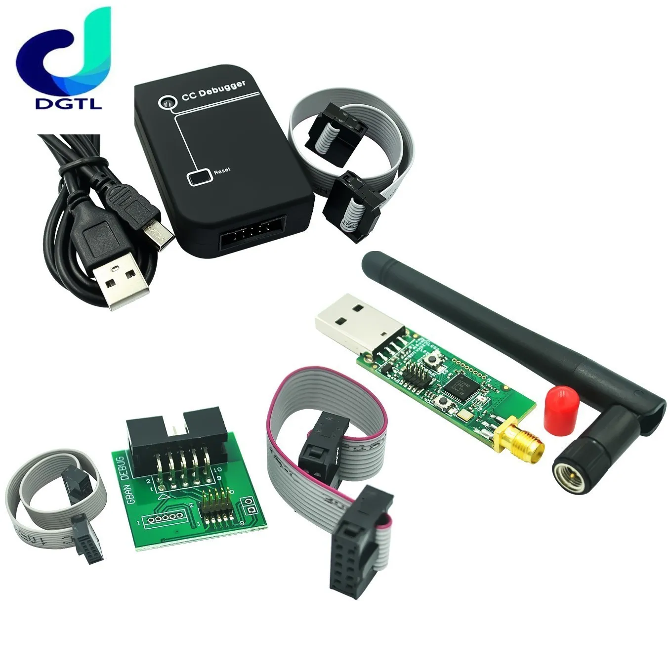 Zigbee Emulator Cc-Debugger Usb Programmeur Cc2540 Cc2531 Sniffer Met Antenne Voor Bluetooth Module Connector Downloader Kabel