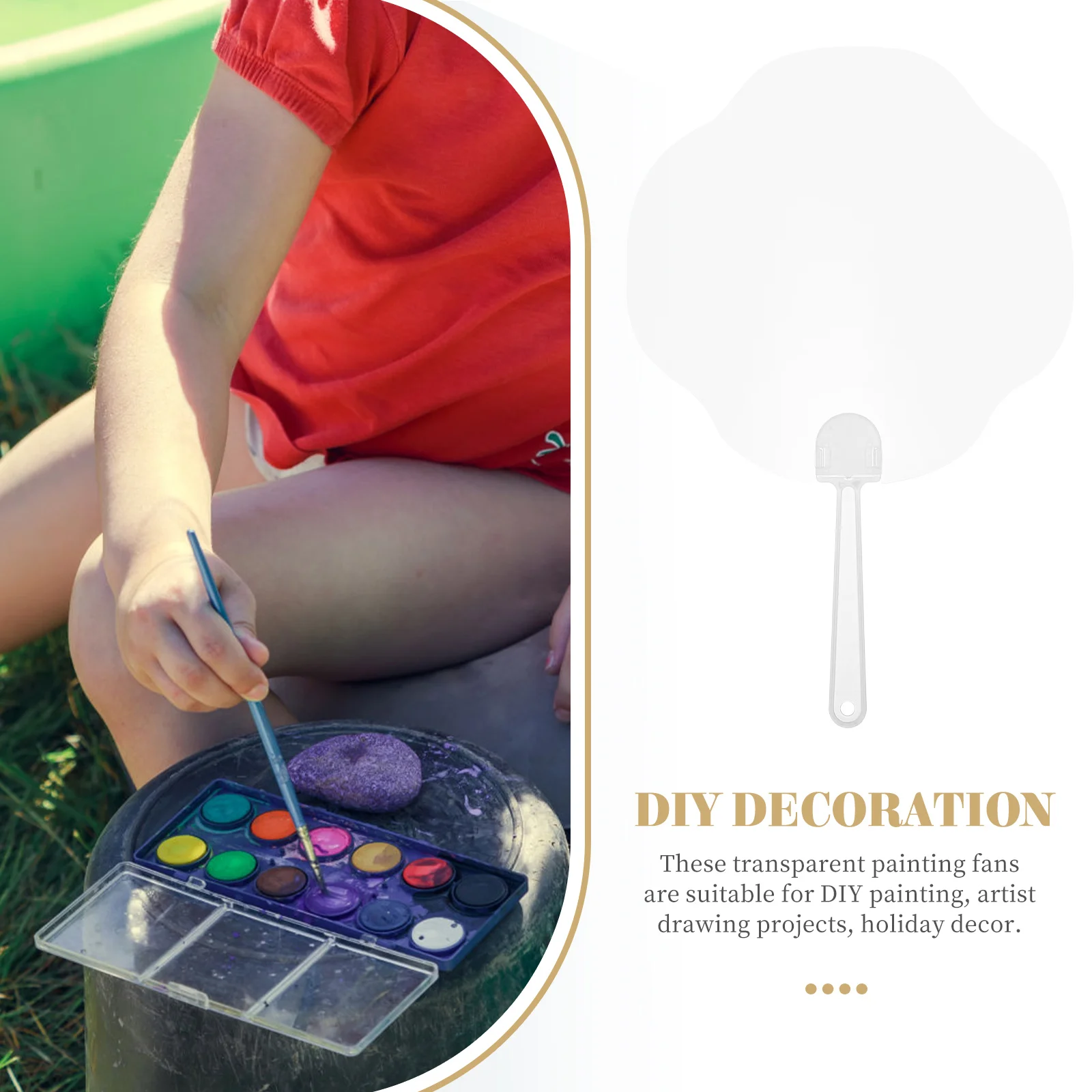 

8pcs Blank Round Fans Transparent DIY Children Graffiti Summer Painting PVC H Fans Decorative Home Bedroom Art Space