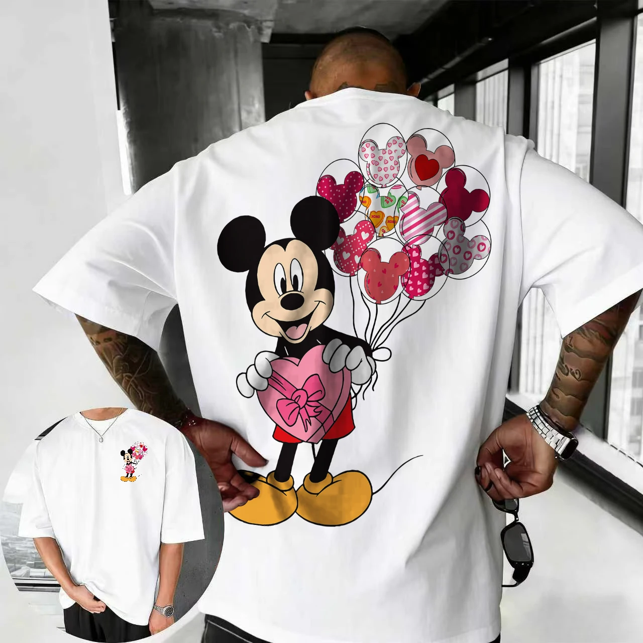 

Summer 2026 Disney Mickey Mouse Printed T-shirt, 100% Pure Cotton Short-sleeved, Casual, Loose and Breathable, Unisex