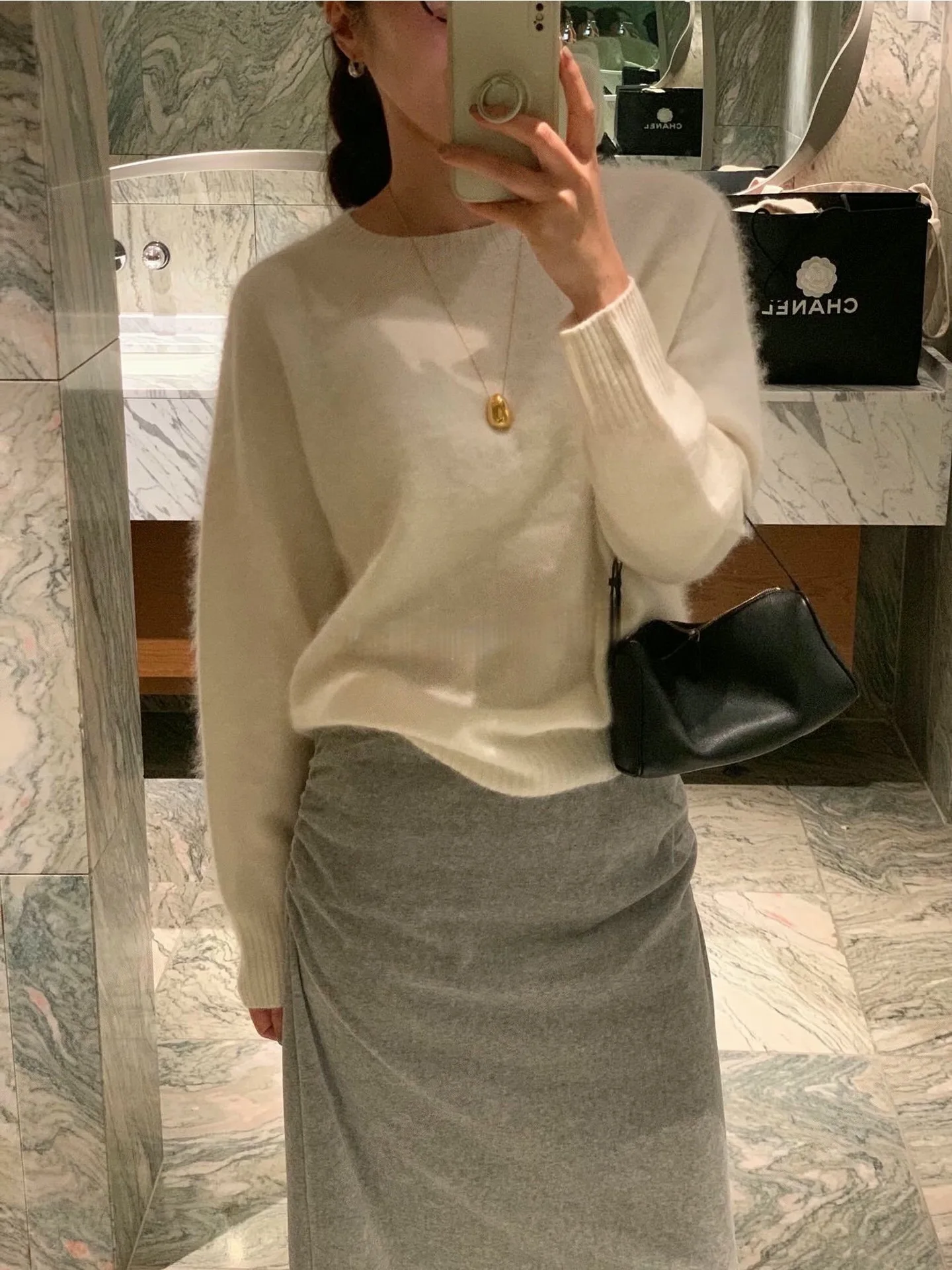 

Loose Women's Knitted round Ne Sweater Fce Lined Comfortable Lazy Sle Dongdaemun High Quali Soft Knitwear Top