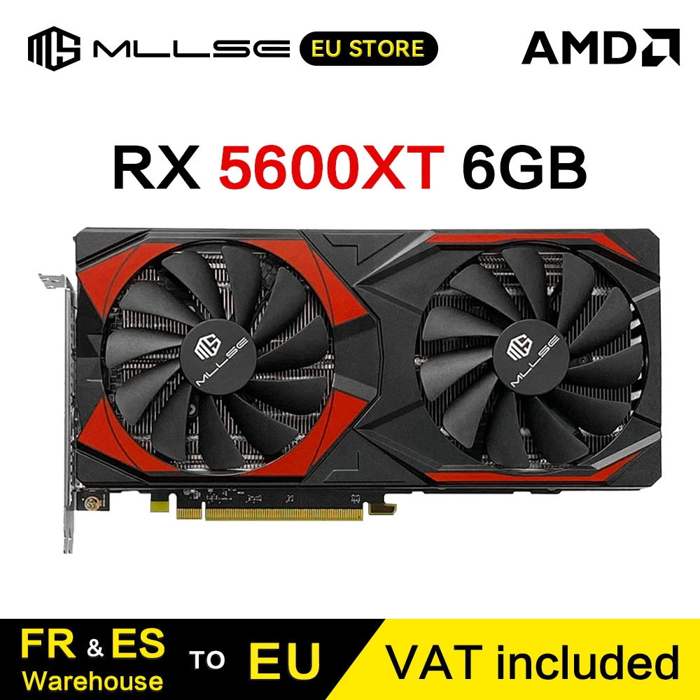 Carte graphique de jeu MLLSE RX 5600 XT 6 Go, 192 bits GDDR6, 8 broches PCI-E 4.0, AMD Radeon, GPU de jeu RX 5600XT 6 Go, carte vidéo de bureau