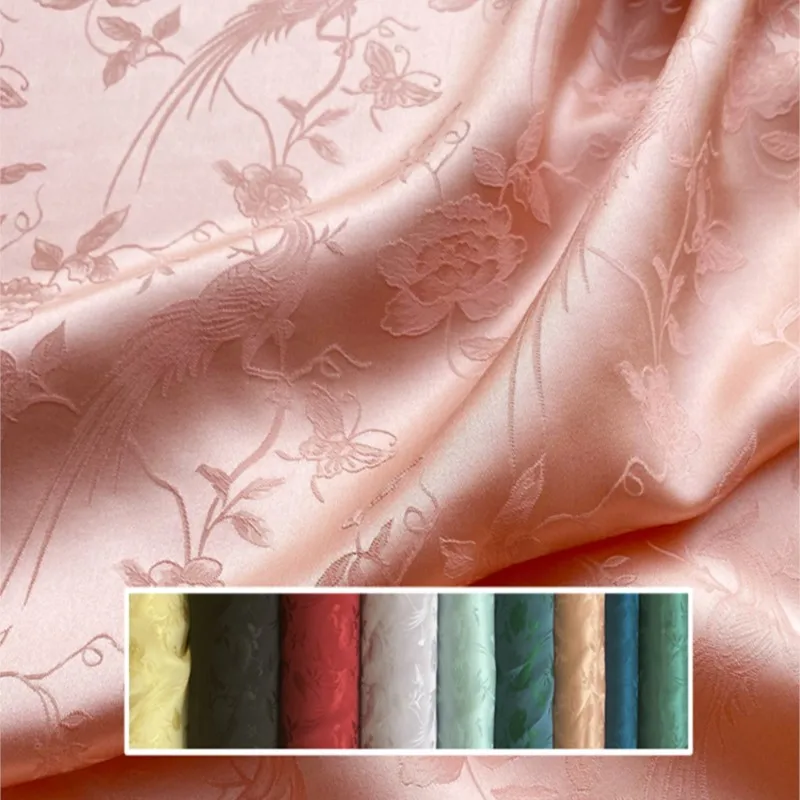 Jacquard satin silk mixed spring abundant heavy crepe cheongsam Hanfu cloth Chinese style handmade fabric