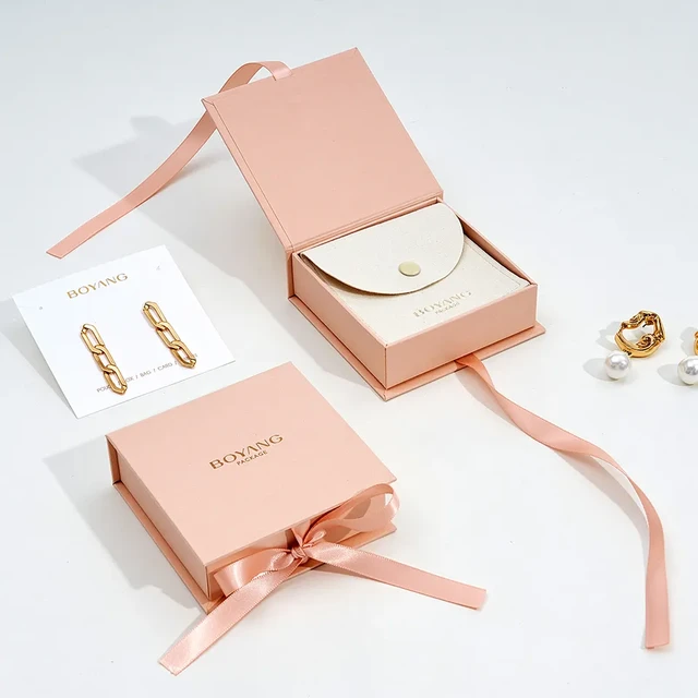 500pcs Customized Jewelry Box Packaging with Ribbon Cardboard Necklace Set Unique Fancy for Bracelet Earring Gift Box AliExpress