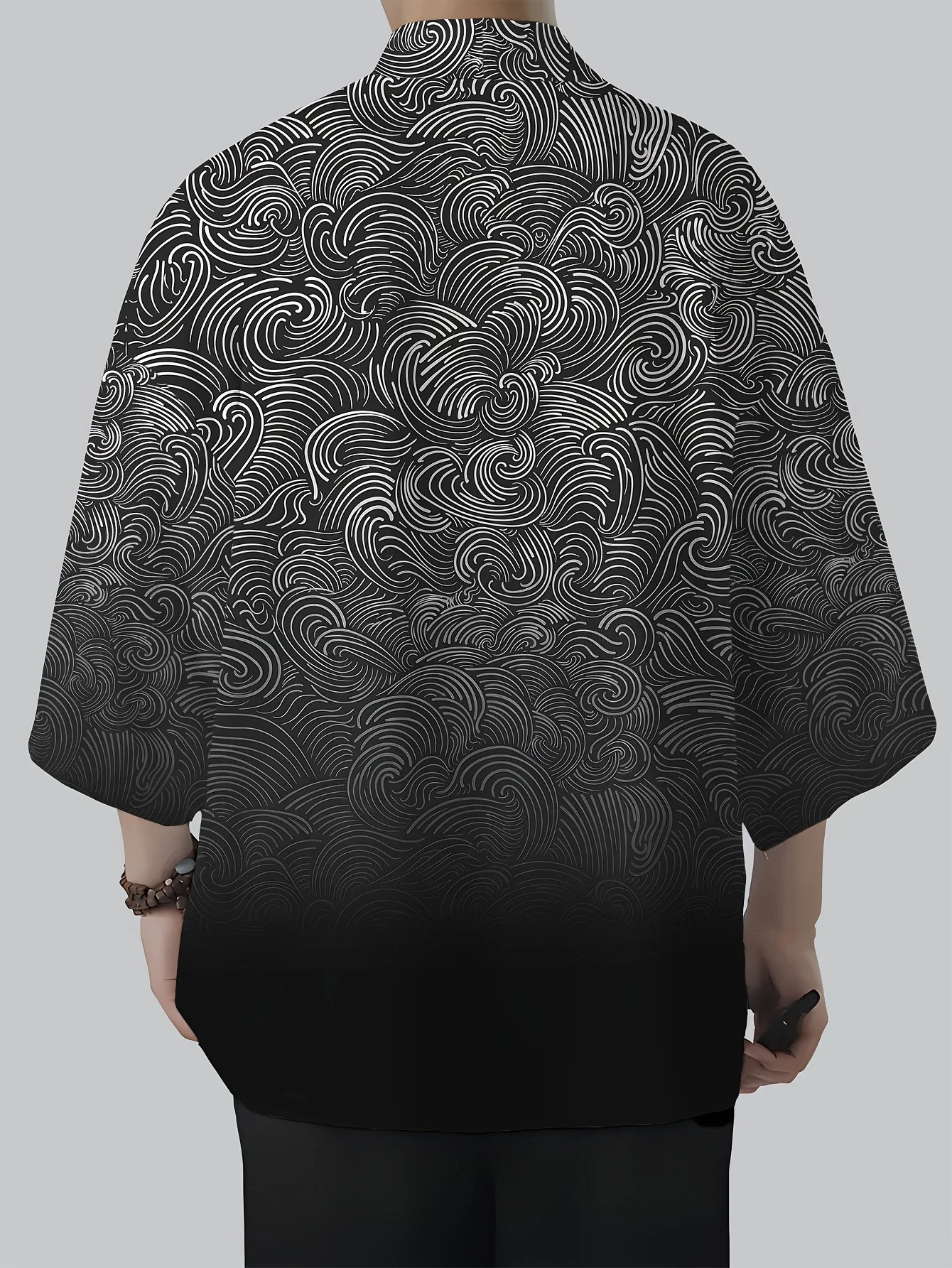 Men's casual kimono with vintage style patterns loose kimono suitable for giving as a gift Made of polyester fiber material
