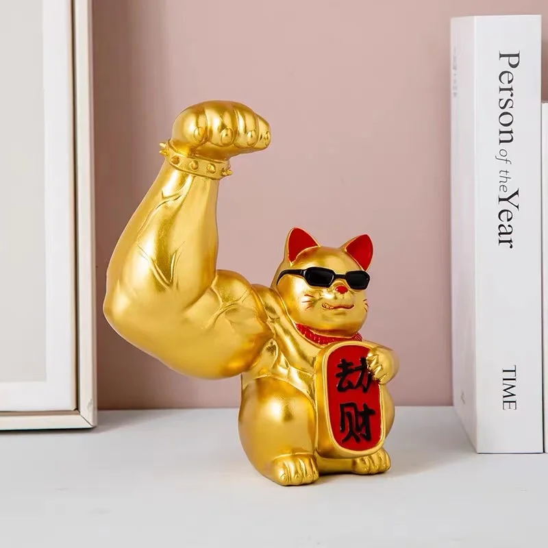 Creative Unicorn Arm Robbery Cat Muscle Lucky Cat Front Desk Decoration Opening Gift Gym Office Home Decoration Accessories