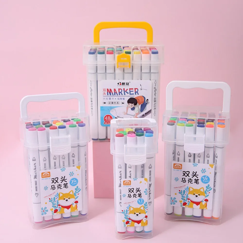 

Маркеры на водной основе, 12/24/36 цветов, нетоксичные двусторонние разноцветные маркеры, набор ручек, поделки своими руками, граффити