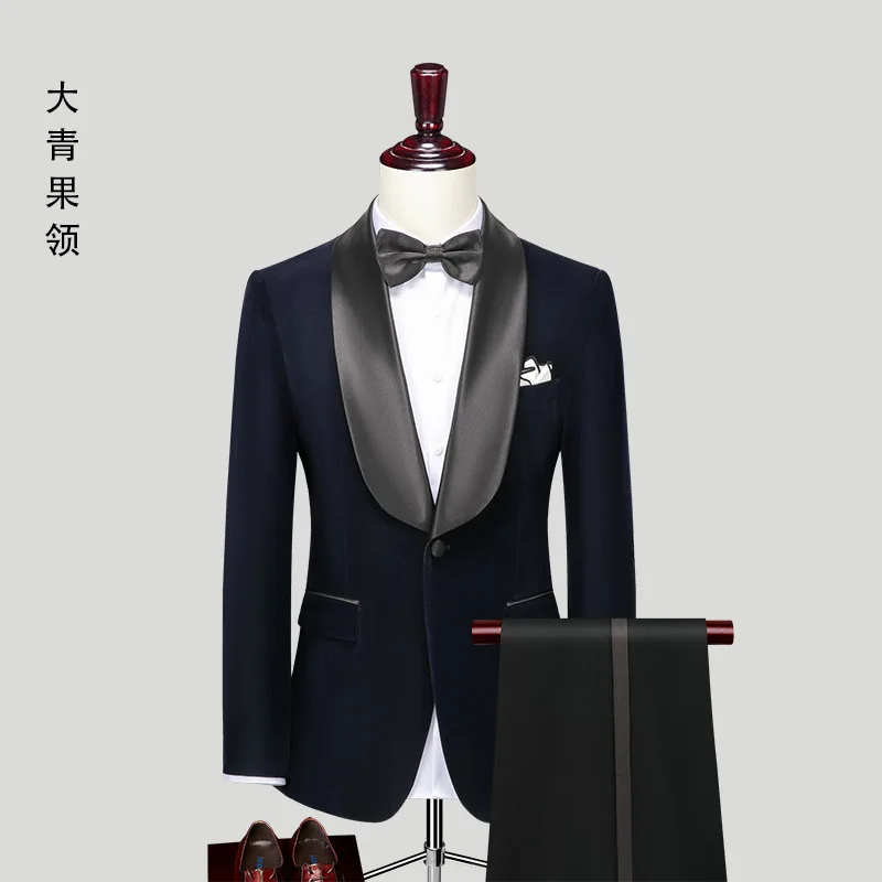 (7) Customized Suit Groom Wedding Suit Men's Slim Formal Double Breasted Evening Dress