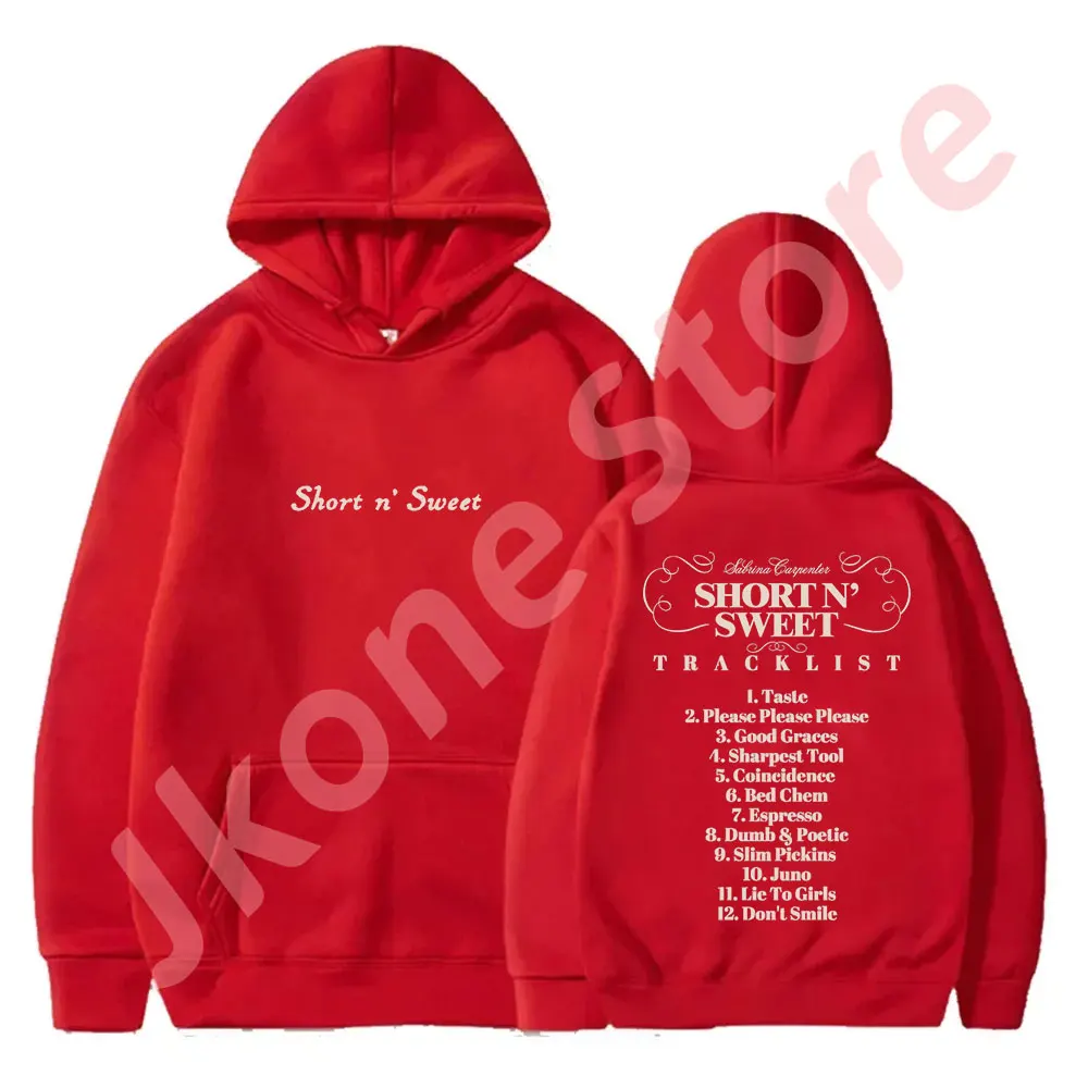 Sabrina Carpenter Tracklist Bluzy Krótkie n' Sweet Tour Merch Pullovers Kobiety Mężczyźni Moda Casual Bluzy