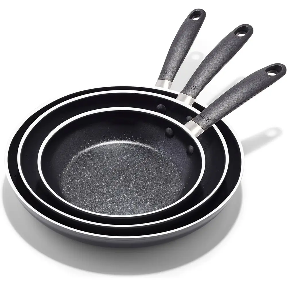 

3-Piece Nonstick rying Pan Set (8", 10", 12"), PAS-ree Ceic Skillets, Dishwasher & Oven Sae, Stay-Cool Silicone Handle