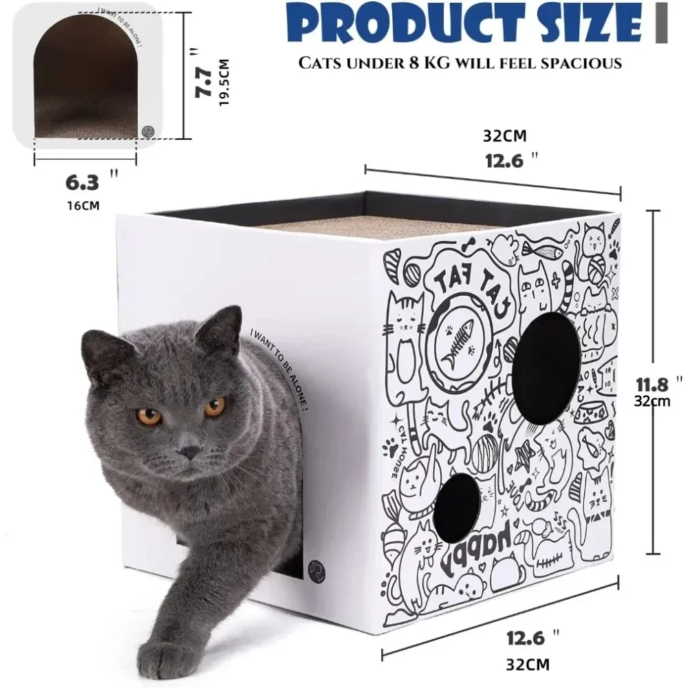 Cat House Cat Scratcher Cardboard Double Layer Corrugated Paper Wear-resisting Pet Nest Folding Pets House with Scratch Pads