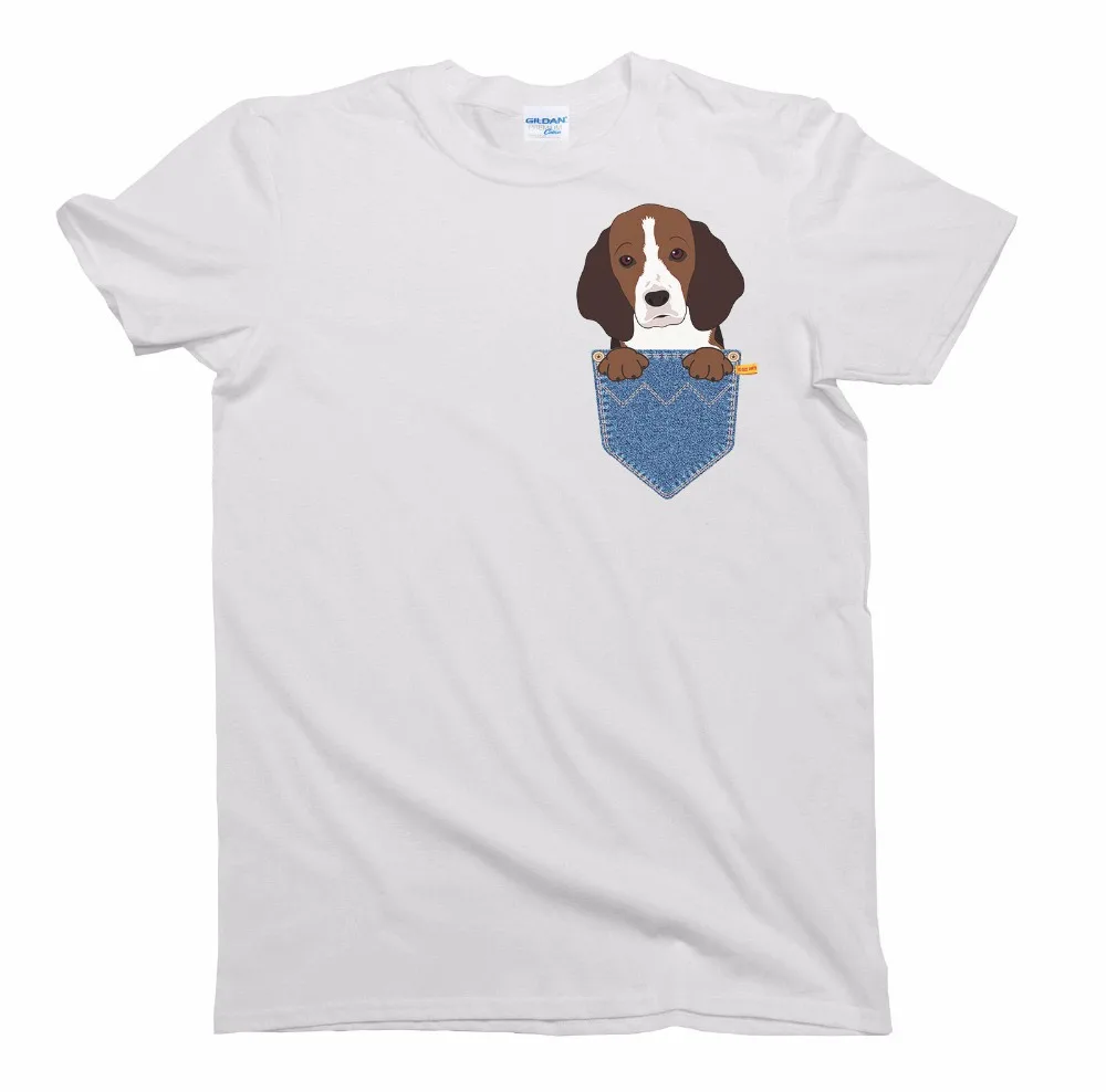 Men T Shirt Fashion Cotton Beagle Cute Puppy Pocket Dog Birthday Gift T-Shirt Mens Ladies Unisex Fit Tee Shirt Digital Printing