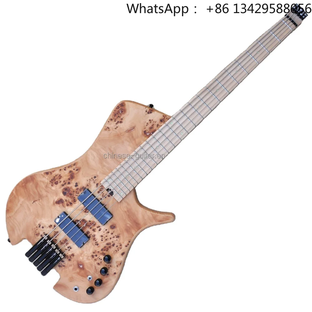 Flyoung 5 Strings Electric Bass Guitar Professional Bass Guitar Headless Electric Bass Guitar Ash Body Luminous Frets Inlay