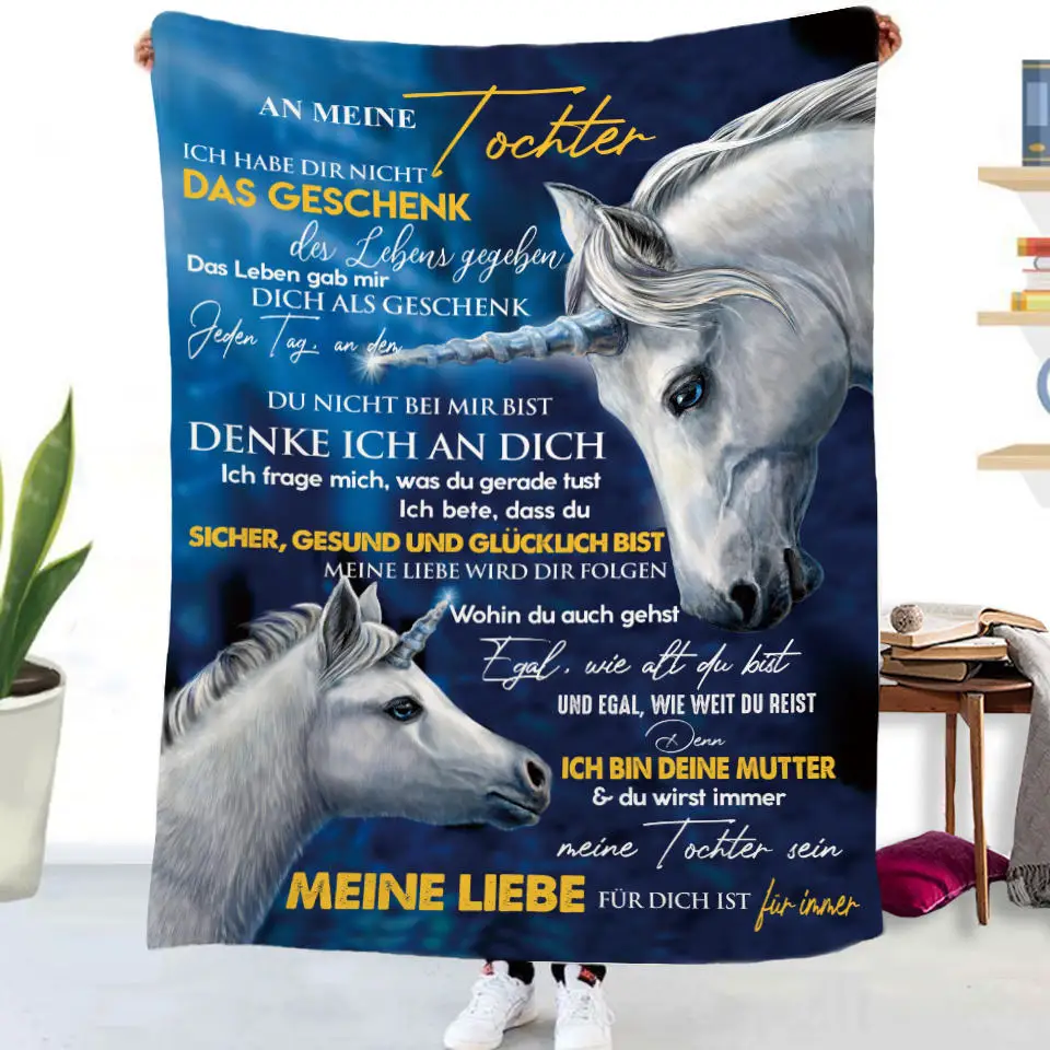 Flanelldecke mit deutschen Buchstaben „To My Daughter Son“, Weihnachtsgeschenk, warme Überwurfdecke für Bett, Sofa, Couch, Geburtstagsgeschenke, Heimkönigin – Detail 4